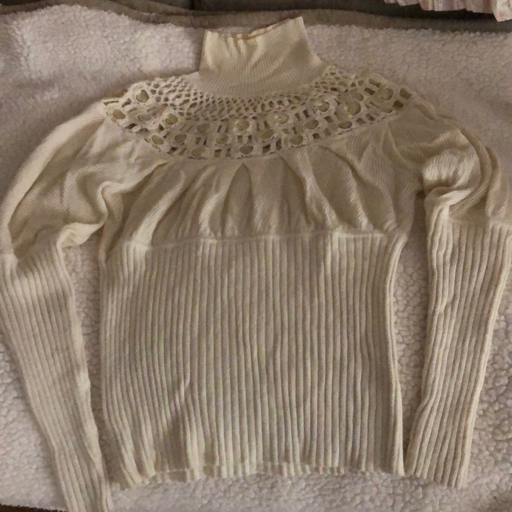 Boston Proper cream jewel turtleneck